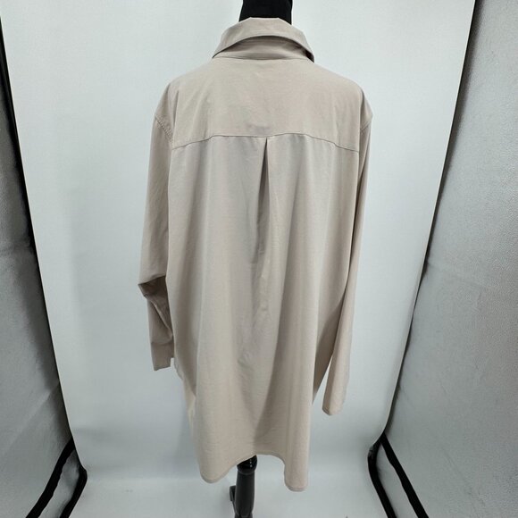 Athleta Urbanite Shirt 2X Women Beige Button Long Sleeve Stretch Career Comfort - Picture 6 of 7